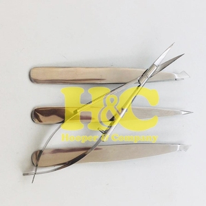 Juego de pinzas y tijeras para cejas plateadas de acero inoxidable, sostenible, con 3 pinzas y 1 tijera - Product Image 3
