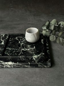 ถาดเสิร์ฟหินอ่อนลายม้าลายสีดำทรงสี่เหลี่ยม ดีไซน์ทันสมัย ตกแต่งบ้านหรูหรา - Product Image 2