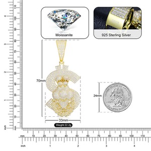 Diseño Original Hip Hop, Joyería para Hombre de Plata de Ley 925, Colgante con Letra de Dibujos Animados en Moissanita de Laboratorio, Pasa la Prueba del Diamante - Product Image 3