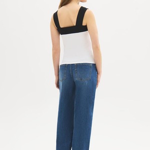 Débardeur Femme Col Carré Color Block en Coton Spandex Tricoté Respirant Style Minimaliste Sans Manches Longueur Standard - Product Image 5