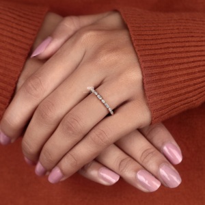 14K Gold Baguette Marquise Diamond Band Alternating Wedding Ring Stackable <b>Bridal</b> Jewelry Wholesale Custom Manufacturer Supplier - Product Image 2