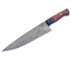 Cuchillo de Chef de Acero de Damasco, Forjado a Mano, Mango de Madera, Moderno, Ambidiestro, Cuchillo de Cocina Personalizado, Hoja de Prestigio Hecha a Mano, Acabado Cepillado - Product Image 2