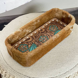 New Trending Designer Cow Leather Storage Tray with <b>Large</b> Capacity for Bathroom Tableware Jewelry Key-Handmade Decorative Holder - Product Image 4