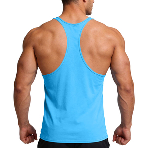 Gilet long athlétique de haute qualité pour homme, bleu uni, respirant, en coton et polyester, col rond, sans manches - Product Image 2