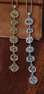 Brass seven chakra <b>necklace</b> Meditation & yoga special Brass Jewelry, 7 chakras Handmade pendant, chakra healing pendant gift - Product Image 1