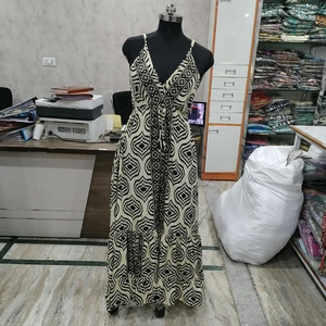 <b>Women</b> Summer Polyester Woven Digital Printing Maxi Beach Holiday <b>Dress</b> <b>Vintage</b> Spaghetti Strap Backless Casual Natural Waist - Product Image 3