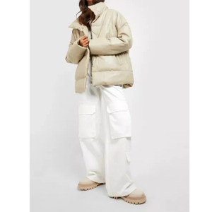 Manteau matelassé pour femme, personnalisé, épais, chaud, vêtement d'extérieur d'hiver, style minimaliste, couleur unie, manches longues - Product Image 2