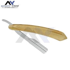 Rasoir de barbier abordable en acier inoxydable avec verrou pivotant, manche en bois couleur personnalisée, lame simple non jetable pour le rasage du visage (Shavette) - Product Image 5