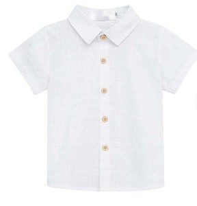 Chemise rayée à manches courtes pour garçons, haut tissé décontracté à col rabattu et boutons sur le devant - Product Image 2
