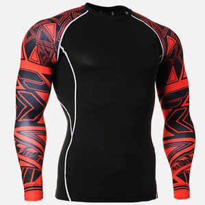 Red <b>Camo</b> Long Sleeve Rash Guard For Men Quick Dry Spandex Polyester MMA BJJ Gym Wear Full Sleeve Printed <b>Top</b> - Product Image 3