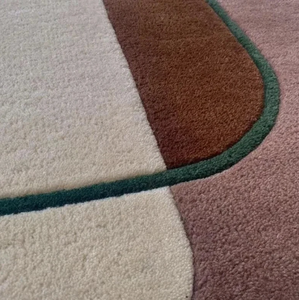 Tapis moderne en laine tuftée à la main, double couche, écologique, antidérapant, géométrique, rembourré, pour salon, enfants et adultes - Product Image 2