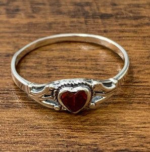 Romantic Red Heart-Shaped Birthstone Gemstone 925 Sterling <b>Silver</b> <b>Ring</b> Handmade Elegant Jewelry Gift - Product Image 2