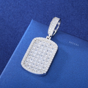 Colgante de Moissanita Corte Princesa - Colgante de Moissanita Hecho a Mano en Plata de Ley 925, Colgante Hip Hop de Moissanita Color D VVS - Product Image 3