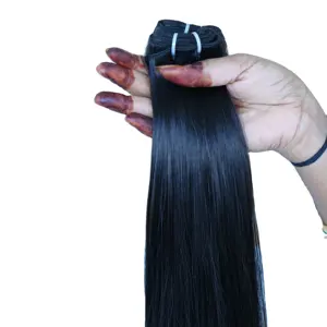 Remy Cuticula Uitgelijnd Geen Chemische Verwerking 100% Natuurlijke Maagdelijke Bundels Zijdeachtig Zwart Rechte Indiase Human Hair Extensions