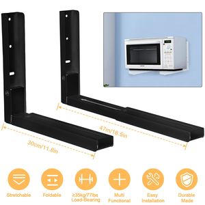 "L-Shaped Carbon Steel Microwave <b>Wall</b> <b>Mount</b> <b>Shelf</b> Rust-Resistant 35KG Weight Capacity Easy Installation Adjustable" - Product Image 1
