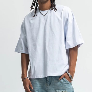 Camiseta Oversize Corta de Algodón 100% para Hombre, Estilo Urbano con Hombros Caídos, Lujo y Alta Calidad, Logotipo Personalizado, Camiseta Lisa - Product Image 2