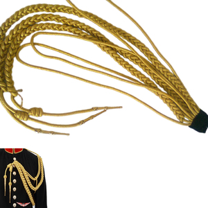 Aiguillettes d'uniforme en Mylar doré double style, Aiguillette métallique dorée avec étiquettes dorées, Aiguillette d'uniforme - Product Image 1