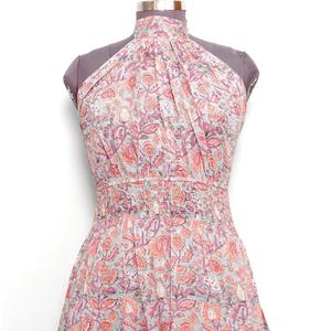 Fabricante Mayorista, Vestido Informal de Algodón 100% Indio, Bonito Vestido Largo en Línea A, Hecho a Mano, Estampado Floral, con Hombros Descubiertos, para Fiesta de Verano - Product Image 2