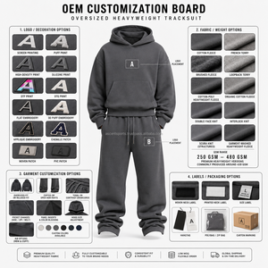 Ensemble deux pièces personnalisé avec logo imprimé en relief, épaules tombantes, en molleton double face, capuche à cordon de serrage, poignets élastiques, vêtements de sport OEM - Product Image 4