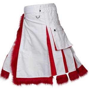 Kilt utilitaire écossais moderne blanc et rouge en fourrure pour homme, idéal pour Noël, vente en gros 2026 - Product Image 2