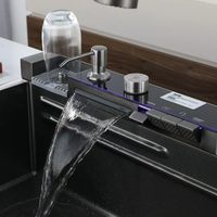 Évier de cuisine en acier inoxydable de haute qualité, à cuve unique profonde, avec cascade