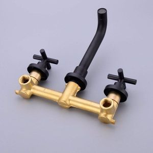 Rubinetto da Bagno Monocomando in Oro Anticato con Finitura Spazzolata, Design a Montaggio a Parete per Lavabo - Product Image 2