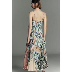 High Quality 100% Cotton V-<b>neck</b> Sleeveless Maxi Dress Summer Breathable <b>Tie</b>-Dye Floral Print Sustainable Autumn Season Friendly - Product Image 3