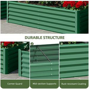 Kit Fioriera Rialzata in Metallo Zincato 6x3x1.5ft per Esterni con Guanti e Asta di Supporto per Ortaggi e Fiori - Product Image 3