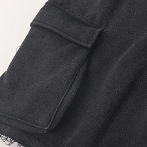 Men's Cotton Cargo Shorts Solid Color Drawstring Waist Mid Rise Casual Bermuda Shorts with Pockets Breathable Knitted Fabric - Product Image 4