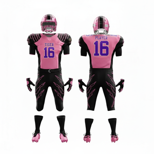 Uniforme de football américain 100% polyester respirant et anti-humidité pour adulte, logo personnalisé, haute qualité, col en V, 340g, manches courtes - Product Image 6