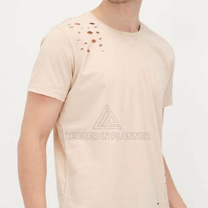 Camisetas de algodón de bajo precio, ligeras, con efecto desgastado, de corte ajustado y manga corta, para venta en línea. - Product Image 6