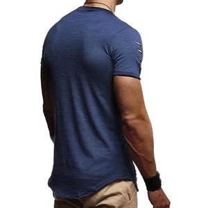 T-shirts personnalisés en coton vieilli à col rond et manches courtes pour hommes – Respirants, légers, streetwear d'été, écologiques - Product Image 2