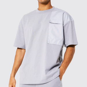 Ensemble T-shirt et short pour homme, 100 % coton tissé, coupe oversize, été 2026, personnalisable, séchage rapide, sérigraphie - Product Image 1