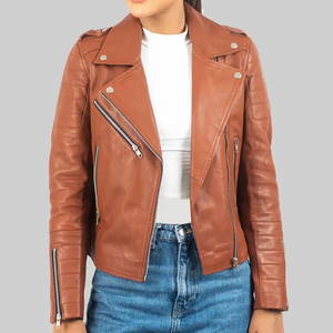 Veste en cuir décontractée pour femme, style cuir, texture douce, design léger, fermeture éclair, coupe confortable, usage quotidien, OEM - Product Image 1