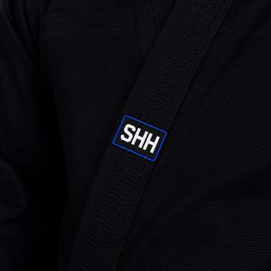SHH Men's Black MMA Training Pants With <b>Blue</b> Drawstring And Front Logo Regular Fit Durable Polyester Adult Martial Arts Wear - Product Image 5