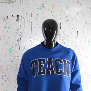 Sudadera de cuello alto TEACH NAVY BLUE 100% negra con bordado de apliques, sudadera de cuello ancho con hilos finos - Product Image 5