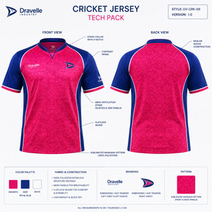 เสื้อคริกเก็ต Dravelle Industry Pro ราคาโรงงาน OEM ผลิตตามสั่ง ผ้าโพลีเอสเตอร์ซับลิเมชั่น แห้งเร็ว สำหรับกีฬา - Product Image 6