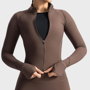 Women's Gym Sports Fitness <b>Jackets</b> Stand Collar Slim Fit Workout Top Full Zipper Long Sleeve <b>Yoga</b> <b>Jacket</b> for Plus Size - Product Image 5