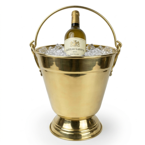 Seau à vin élégant sur piétement en laiton avec poignée en arche, refroidisseur à champagne de luxe pour bars et restaurants haut de gamme - Product Image 1