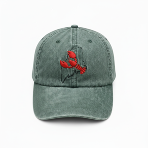 Casquette de baseball unisexe 100 % coton avec broderie homard, contour de l'État du Maine, casquette de papa en coton, personnalisable OEM, effet vintage délavé - Product Image 3