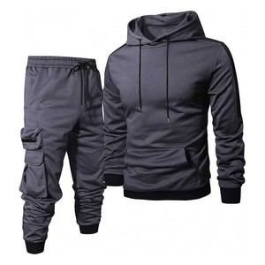 Logo Cotton Tech Fleece Men Tracksuit 2pcs Lightweight Hooded <b>Sweatshirt</b> Sweatpants Drawstring Closure 2 1 Design for Winter - Product Image 6