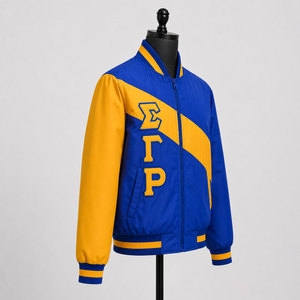 Veste universitaire personnalisée avec lettres grecques, bleu et or, coupe-vent pour fraternité, sororité, équipe universitaire, sports, baseball, streetwear - Product Image 2