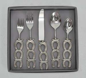 European Cutlery <b>Set</b> 5 Pcs High Quality Horse Shoe Style Handles Stainless Steel <b>Flatware</b> <b>Sets</b> With Luxury Custom Gift Box - Product Image 4