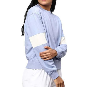 Sweat-shirt à manches longues en coton 100% écologique, couleur unie, lavé, pour femmes, hiver - Vente en ligne à prix réduit - Product Image 4