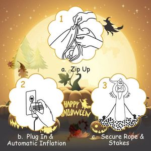 Fantasma Inflable de Halloween de 6 Pies con Luces LED de Calabaza para Decoraciones de Jardín al Aire Libre - Product Image 3