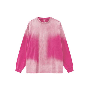 Sweat-shirt unisexe surdimensionné en coton vert tie-dye, col rond, manches longues, tricoté, pour l'automne - Product Image 2