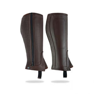 BRAND ZONE Polainas de cuero genuino para mujer, estilo inglés, con cierre de cremallera, ajuste regular, accesorios ecuestres - Product Image 1