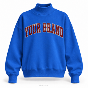 Sweat-shirt surdimensionné à col montant bleu royal pour femme, avec appliqué plat et logo brodé, 32 couleurs, tailles XS-3XL - Product Image 1