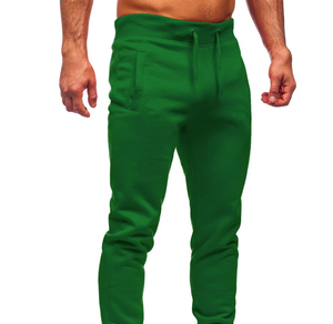 Pantalon de jogging décontracté en coton vert pour homme, taille élastique, avec poches latérales, respirant, tricoté, avec cordon de serrage, idéal pour l'automne - Product Image 4