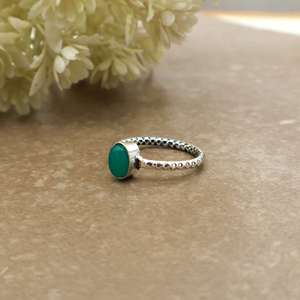 <b>925</b> Sterling <b>Silver</b> Handmade Oval Green Onyx <b>Ring</b> Boho Statement Jewelry - Product Image 4